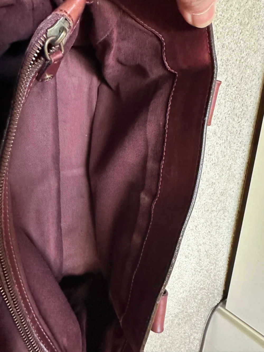 Authentic Celine Burgundy Leather Satchel with Bonus Long Wallet - Picture 9 of 16